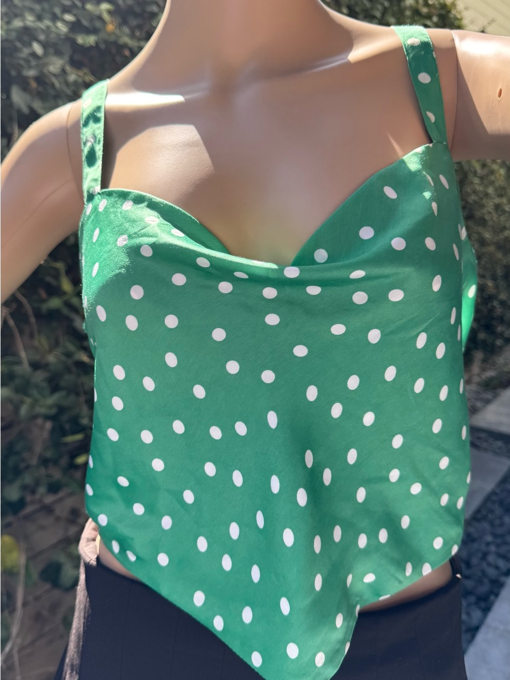 American Eagle Outfitters Green Polka Dot Cowl Neck Camisole
